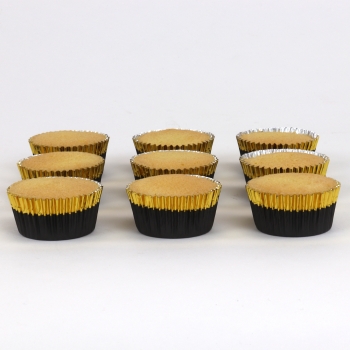 Cupcake Baking Cases - Black with Gold Trim
